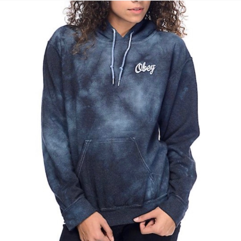 Obey blue tie dye hoodie